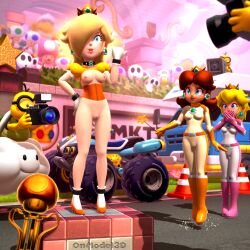 3d alternate_version_at_source auburn_hair belt blonde_hair blue_eyes breasts brown_hair camera clothing dark_skin female footwear freckles hair_over_one_eye handwear high_heels human hypnosis jumpsuit kart lakitu levitation magic mario_(series) mario_kart mario_kart_8 neckwear nintendo onmodel3d pale_skin ponytail princess_daisy princess_peach princess_rosalina public public_exposure pussy red_hair royal_raceway self_upload shy_guy sledge_bro toad_(mario) toadette trophy unaware unaware_hypnosis