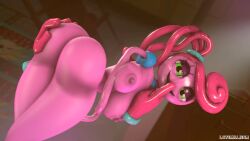 3d_(artwork) anthro areolae ass bent_over big_ass big_breasts green_eyes lovemilliesm machine mommy_long_legs monster monster_girl nipples pink_body pink_hair pink_skin poppy_playtime sfm skinny solo_female source_filmmaker tall_female tall_girl