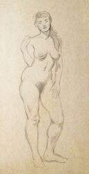 breasts female female_focus female_only frank_frazetta naked naked_female nipples nude nude_female original original_artwork original_character pin_up ponytail pubes pubic_hair standing thick_ass thick_thighs