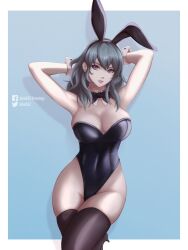 alternate_costume blue_eyes breasts bunny_ears bunny_girl bunnysuit byleth_(fire_emblem) byleth_(fire_emblem)_(female) cleavage female female_only fire_emblem fire_emblem:_three_houses johncgz large_breasts nintendo solo