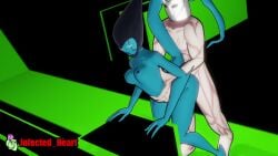 1boy 1boy1girl 1girls 3d alien alien/human alien_girl animated artist_name ben_10 ben_10_alien_force blue_skin female helen_wheels human infected_heart interspecies kineceleran male male/female mp4 sex sfx sound space standing_sex unseen_male_face video watermark xlr8