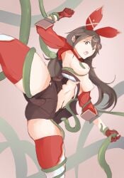 9_9bird amber_(genshin_impact) breasts_out brown_hair genshin_impact long_hair tentacle tentacle tentacle_rape tentacle_sex thighhighs