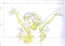 1girls amalia arms_up bath bathing breasts closed_eyes concept_art flower_in_hair long_hair naked naked_female nipples nude nude_female official_art open_mouth princess_amalia_sheran_sharm sadida singing solo solo_female solo_focus storyboard uncensored wakfu