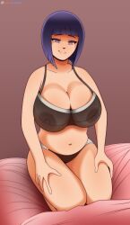 areolae boruto:_naruto_next_generations bra chubby female hi_res hyuuga_hinata large_breasts lingerie milf naruto nipples panties see-through smile solo spotty_arts thick uncensored