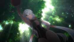 1girls atelier_(series) atelier_ryza atelier_ryza_ever_darkness_&_the_secret_hideout_the_animation breasts cleavage hips holding_object large_breasts lila_decyrus screencap swimsuit thick_thighs thighs white_hair