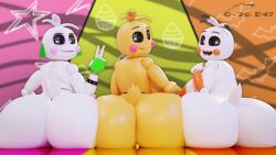 3d 3girls animatronic ass beakless curvaceous curves curvy_figure female five_nights_at_freddy's five_nights_at_freddy's:_security_breach five_nights_at_freddy's_2 from_behind funtime_chica_(fnaf) geodat64 ghost glamrock_chica_(fnaf) heart-shaped_pupils huge_ass looking_at_viewer looking_back massive_ass monster monster_girl peace_sign pierced_nipples robot robot_girl tagme thick_thighs thighs toy_chica_(fnaf) toy_chica_(love_taste) viewed_from_behind wide_hips