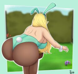 1girls ass bent_over big_ass big_butt black_pantyhose blonde_hair bodysuit breasts bunny_ears bunny_tail bunnysuit butt easter easter_egg female female_only huge_ass large_ass leni_loud pantyhose solo solo_female solo_focus teconmiel the_loud_house thong thong_bodysuit tights wrist_cuffs