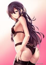 ass excaliblader female female_only genshin_impact mona_(genshin_impact) sideboob solo tagme