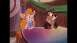 animated artist_request blush canon_couple chip chip_'n_dale_rescue_rangers chipmunk disney gadget_hackwrench interspecies kiss mouse mp4 no_sound tagme tongue_kiss video wholesome