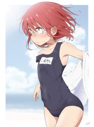 flat_chest glasses kobayashi kobayashi-san_chi_no_maidragon miss_kobayashi's_dragon_maid motokazu95 red_hair swimsuit wet wet_clothes