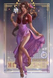 1girls aerith_gainsborough ass big_ass brown_hair clothing fan_yang feet female female_only final_fantasy final_fantasy_vii final_fantasy_vii_remake footwear light-skinned_female square_enix toes