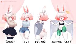 1girls anthro ass big_ass big_breasts big_butt blush bra breasts bunny bunny_ears bunny_girl clothed clothing curly_hair curtain_call_challenge english_text fake_breasts female female_only fur furry furry_only hi_res ima_(imabunbun) imabunbun lagomorph original panties pink_hair rabbit rear_view see-through see-through_clothing skirt small_breasts tail text thick_thighs undressing watermelon wide_hips