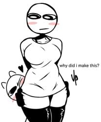 ass_grab bald black_legwear black_panties blush commentary eyebrows female floating_heart jace_the_funny jacefunny male monochrome panties shirt silly thighhighs unnamed_bald_guy_(jacefunny) unnamed_bald_woman_(jacefunny) wink