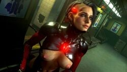 1girls 3d astromons breasts capcom crossover cyberpunk_2077 exhibitionism female female_only jill_valentine jill_valentine_(sasha_zotova) naked nude nude_female pale-skinned_female resident_evil resident_evil_3 resident_evil_3_remake solo