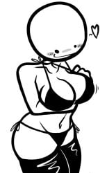 bald black_and_white black_panties black_thighhighs blush blush_lines bra breasts curvy female female_only floating_heart heart hips jace_the_funny jacefunny mob_face monochrome panties silly smile smirk thighhighs unnamed_bald_woman_(jacefunny)