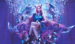 1girls ahri crossed_legs female female_only k/da_ahri k/da_series league_of_legends legs light-skinned_female nixeu thick_thighs