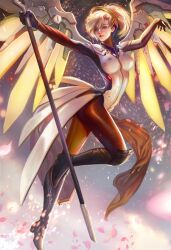 1girls abs ass big_ass blizzard_entertainment clothing fan_yang female female_only mercy overwatch tight_clothing wings