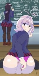 1boy 1girls anus ass_focus backsack balls femboy flashing frederickjdraws inviting inviting_to_sex komi-san_wa_komyushou_desu komi_shouko looking_at_viewer looking_back male_focus osana_najimi panties panties_aside pov school school_uniform shushing skirt skirt_up thick thick_ass thighhighs