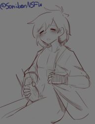 1boy big_penis eyes_closed fapping male male_only masturbation oc original original_character penis sketch sole_male solo soniban_nsfw