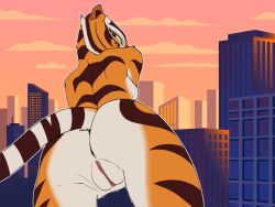 anthro ass bent_over dreamworks female giantess kung_fu_panda looking_back master_tigress pussy tail tigress