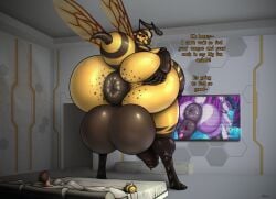 alien anthro anus arthropod ass balls bedroom bedroom_eyes bee big_anus big_balls big_breasts big_butt big_penis breasts brown_hair brown_nipples curvy_figure dialogue digital_media_(artwork) duo english_text foreskin futanari genitals gynomorph hair huge_balls huge_breasts huge_butt huge_cock huge_hips huge_thighs human hymenopteran hyper hyper_balls hyper_breasts hyper_butt hyper_genitalia hyper_hips hyper_penis insects intersex male mammal narrowed_eyes neck_tuft nipples overweight overweight_gynomorph overweight_intersex penis pink_eyes plushie presenting presenting_anus rear_view seductive size_difference spread_butt spreading stinger text thick_thighs toby_art tuft voluptuous wide_hips wings xenia_(uwiggitywotm8) yellow_body yellow_skin