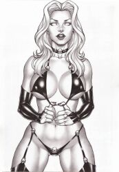 big_boobs carlos_braga chaos_comics coffin_comics death_(personification) ed_benes_studio femme_fatale grim_reaper lady_death latex_lingerie latex_thong looking_at_viewer queen_of_the_dead solo_female solo_focus voluptuous white_body white_fur white_skin