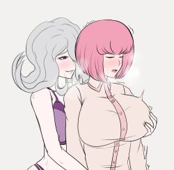 afimaki ando_ruruka breasts danganronpa danganronpa_3 groping groping_breasts groping_from_behind kimura_seiko large_breasts straight_hair yuri