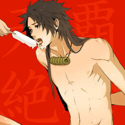 1boy licking male male_only popsicle sanada_yukimura sengoku_basara solo tongue