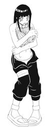 bob_cut breasts female female_only fishnets human hyuuga_hinata monochrome naruto okappa solo