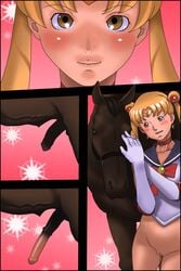 bishoujo_senshi_sailor_moon blush censored clothing comic female feral hi_res horse huge_cock interspecies long_hair magical_girl penis sailor_moon tied_hair twintails undressing usagi_tsukino yoshino_momiji zoophilia