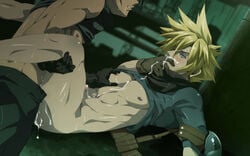 2boys anal black_monkey blackmonkey_pro blonde_hair cloud_strife cum final_fantasy final_fantasy_vii gay male male_only multiple_boys penis yaoi zack_fair