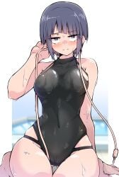 busty female female_focus female_only hourglass_figure kyoka_jiro my_hero_academia pinup pinup_pose shinonome_mozuku short_hair swimsuit tagme wide_hips