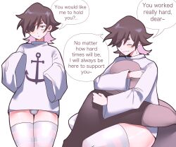 2022 2boys :< anon bald black_hair black_shirt bulge captain_(dimansfw) closed_eyes comforting dark-skinned_male dark_hair dark_skin dimansfw english_text eyepatch faceless_male femboy hug hugging long_sleeves male male_only multicolored_hair multiple_boys multiple_views no_pants no_sex one_eye_covered original oversized_clothes oversized_shirt pampering panties pointy_chin purple_eyes purple_hair shirt simple_background sitting smaller_male smile smothering speech_bubble standing text thick_thighs thighhighs thighs trap two_tone_hair underwear white_background white_panties white_shirt white_thighhighs wholesome wide_sleeves yaoi zettai_ryouiki