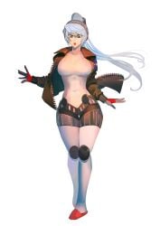 bakki big_breasts jacket labrys persona persona_4 persona_4_arena_ultimax robot robot_girl robot_humanoid thighs