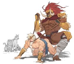 2boys all_fours armor bara beard beast_regent_serosh being_watched big_penis bit_gag bridle dark-skinned_male deity demigod elden_ring erection facial_hair fingerless_gloves fromsoftware funny fur_trim gag gagged gauntlets gay godfrey_first_elden_lord helmet horned_helmet hot_dogging imminent_sex leonard_(elden_ring) light-skinned_male luboyaqqz male male_only muscular muscular_male nude pauldrons penis precum precum_drip red_hair riding riding_on_back size_difference squatting starscourge_radahn sweat tarnished uncensored white_hair yaoi