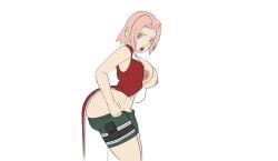 1girls areola_slip areolae ass big_ass big_breasts biggies00 breasts fat_ass_teen favorite naruto naruto_(classic) nipples partially_clothed sakura_haruno sakura_haruno(genin) solo