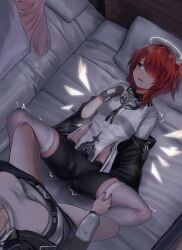 2d arknights cameltoe exusiai_(arknights) female futa_on_female futanari imminent_sex lemuen_(arknights) mostima_(arknights) scared_expression sisters sleeping zuoye_bang