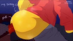 2boys animated anthro_on_human ass_in_face ass_out ass_smothering big_ass big_ass_(male) facesitting huge_ass larger_male no_sound pants_down pants_pulled_down size_difference sleepyras smaller_male tagme video