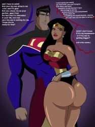 1man 1woman amazonian ass ass_focus ass_shine background big_ass breasts chris_kent dc dc_comics dcamu dcau dialogue diana_prince djpaint96-ii horny horny_female huge_ass jon-al justice_league justice_league_unlimited milf milf_love_young_man ready_for_sex superhero superheroine superprime_(dc) wonder_woman young_justice young_justice_unlimited