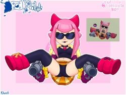 black_panties brawl_stars korean melodie_(brawl_stars) miniskirt open_legs pink_hair