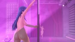 3d blue_hair eiyuu_densetsu kai_no_kiseki medium_breasts nightclub nina_fenly pole_dancing sound strip_club stripper_pole tagme video