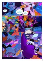 anthro anthro_on_anthro anthro_penetrated anthro_penetrating anthro_penetrating_anthro balls biped bovid bovine canid canine canis cattle clothed clothing comic dialogue duo english_text eyebrows facial_piercing fangs genitals glans hair hi_res horn humanoid_genitalia humanoid_penis interspecies irrumatio male male/male male_penetrated male_penetrating male_penetrating_male mammal muscular muscular_anthro muscular_male nose_piercing nose_ring open_mouth oral penetration penile penis peritian piercing ring_piercing sex speech_bubble teeth text vein veiny_penis wolf