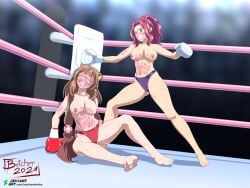 2girls artist_request beaten boxing boxing_gloves catfight defeat defeated defeated_heroine female fighting malty_s_melromarc multiple_girls raphtalia tagme tate_no_yuusha_no_nariagari topless
