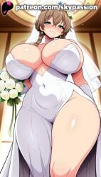 1girls 2025 ai_assisted ai_generated amane_suzuha anime artist_name bangs big_breasts blush bouquet braid breasts bridal_veil brown_hair bust chest clothed_female cover cover_page dress earrings eyebrows_visible_through_hair female_focus female_only flower giant_breasts gloves green_eyes hair_flower heavy_breasts hi_res high_quality high_resolution highres holding_bouquet huge_boobs huge_breasts indoors jewelry long_hair looking_at_viewer massive_boobs massive_breasts patreon patreon_username rose skypassion smile solo stable_diffusion steins;gate steins;gate_0 thick_thighs thighs veil watermark wedding_dress wedding_veil white_dress white_flower white_gloves white_rose