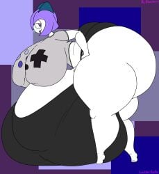 2025 absurd_res artist_name ass balls big_balls big_breasts big_bulge big_butt big_penis black_bottomwear black_clothing black_shorts bloocherrypie blue_eyewear blue_glasses bottomwear breasts bulge clothing color_edit colored digital_media_(artwork) eyewear flat_colors generation_3_pokemon genitals glasses grey_bottomwear grey_clothing grey_shorts gynomorph hair hand_on_hip hand_on_own_hip hi_res huge_balls huge_breasts huge_bulge huge_butt huge_cock huge_thighs humanoid hyper hyper_balls hyper_breasts hyper_bulge hyper_butt hyper_genitalia hyper_penis intersex kirlia looking_at_viewer nintendo not_furry penis pink_eyes pokemon pokemon_(species) purple_hair purple_tongue reathe shorts side_view solo text thick_thighs third-party_edit tifa_(reathe) tight_clothing tongue tongue_out white_body
