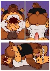 69_position absurd_res anal anthro ass balls bear benny_(bennyafterdark) big_butt bottomless butt_grab clothed clothing daspirensfw domestic_cat duo face_in_ass facesitting felid feline felis fellatio genitals hand_on_butt hi_res josh_(joshdan) male male/male mammal oral penile rimming sex side_view sitting_69_position sitting_on_another thick_thighs