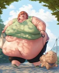 1animal 1girls belly belly_button belly_fat belly_focus belly_folds belly_overhang better_with_salt blob braid braided_hair canine derp double_chin fat fat_ass fat_female fat_fetish fat_girl fat_rolls female flabby flabby_arms flabby_belly flabby_legs fluffy fluffy_dog fluffy_ears fluffy_fur fluffy_hair fluffy_tail huge_belly huge_breasts huge_thighs massive_belly massive_boobs massive_breasts massive_thighs massive_tits morbidly_obese morbidly_obese_female obese obese_female open_mouth orange_hair panting park park_background poll_winner rent_a_girlfiend round_face round_head shopping shopping_bag size_difference sumi_sakurasawa sweat sweatdrop sweating sweaty waddling walking walking_dog walking_together walking_towards_viewer