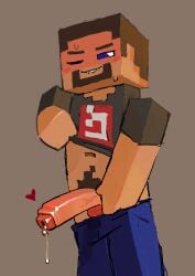 foreskin male_only masturbating minecraft mojang penis precum steve_(minecraft) uncircumcised uncut wink worm_(artist)