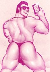 ass_focus bara bulge caked_up collar daddy dilf gay michopanq muscular_ass muscular_male sunglasses taking_picture taking_selfie underwear_only