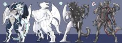 absurd_res anthro balls danilokumriolu digitigrade displacer_beast dragon duo erection fusion genitals hi_res horn male male/male masturbation merging multi_arm multi_limb nude penis standing tentacle transformation wings